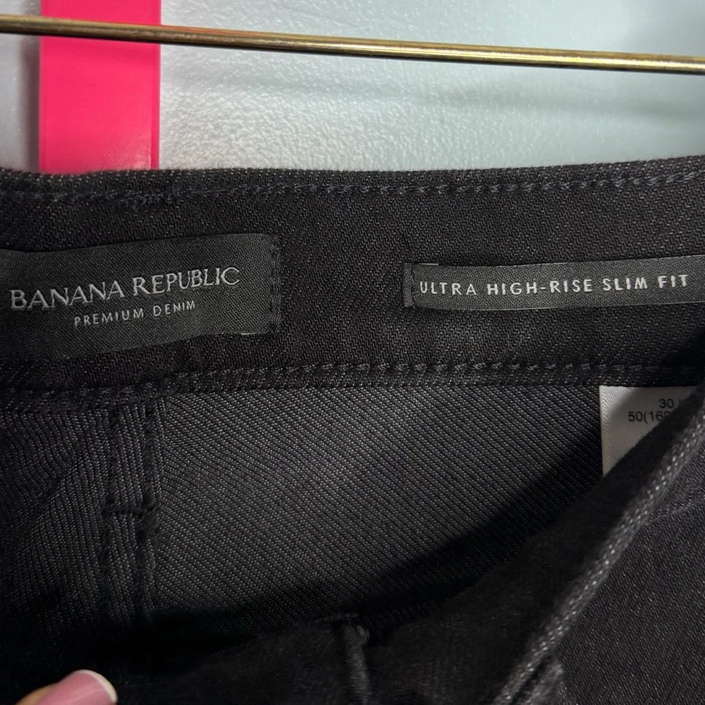 Banana Republic Premium Denim Ultra High Rise Slim Fit Black Jeans 30 Long
